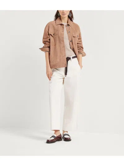 Brunello Cucinelli Cotton-linen Blend Trousers In White