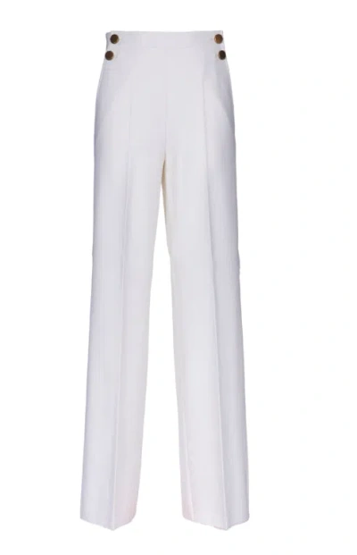 Max Mara Wool Blend Trousers In White