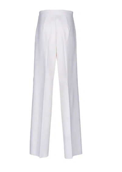 Max Mara Wool Blend Trousers In White