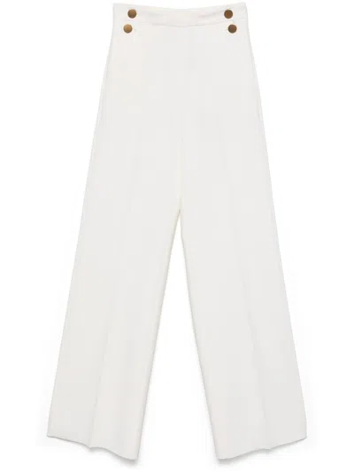 Max Mara Wool Blend Trousers In White
