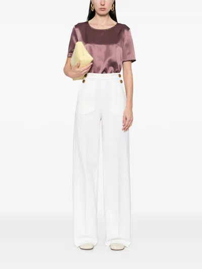 Max Mara Wool Blend Trousers In White