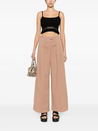 Pinko Trousers Brown In Pink