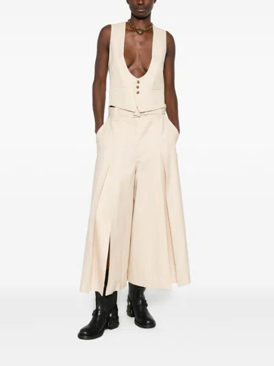 Zimmermann High Waist Wide Leg Trousers With Belt In Neutral