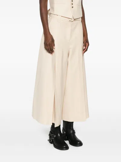 Zimmermann High Waist Wide Leg Trousers With Belt In Neutral