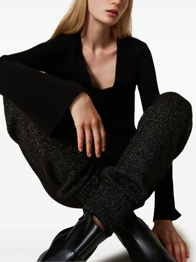 Twinset Twin-set Luxurious Wool-cashmere Blend Trousers In Black