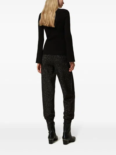 Twinset Twin-set Luxurious Wool-cashmere Blend Trousers In Black