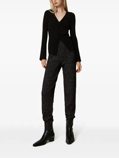 Twinset Twin-set Luxurious Wool-cashmere Blend Trousers In Black