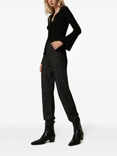 Twinset Twin-set Luxurious Wool-cashmere Blend Trousers In Black