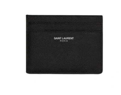 Saint Laurent Textured Leather Cardholder In Black