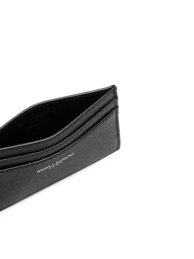 Saint Laurent Textured Leather Cardholder In Black
