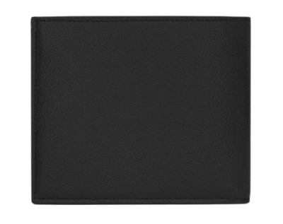 Saint Laurent Black Bi-fold Wallet With Cassandre Detail In Hammered Leather Man