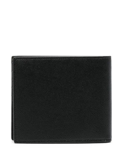 Saint Laurent Black Bi-fold Wallet With Cassandre Detail In Hammered Leather Man