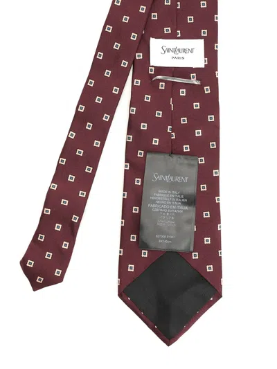 Saint Laurent Wide Tie Ties And Bow Ties Bordeaux In Burgundy