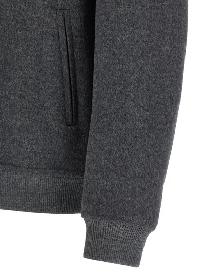 Fendi Double Wool Jacket With Ff Detail In Gray