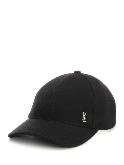 Saint Laurent Cassandre Baseball Cap In Black