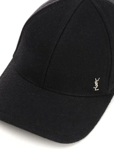 Saint Laurent Cassandre Baseball Cap In Black