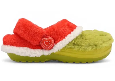 Pre-owned Crocs Classic Lined Clog The Grinch (kids) Sneakers In Lime/red/white