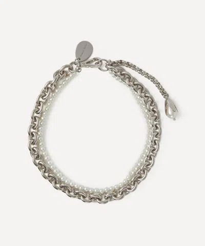 Simone Rocha Pearl And Chain Choker Necklace In Metallic