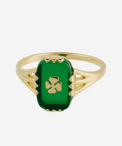 Anna + Nina Gold-plated Lucky Shamrock Cocktail Ring In Gold