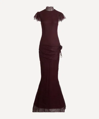 De La Vali Women's Silentium Lace Maxi Dress In Burgundy