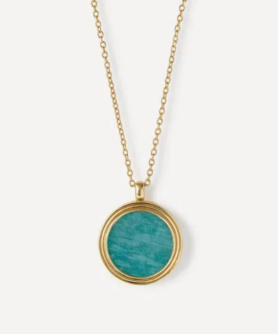 Astley Clarke 18ct Gold-plated Vermeil Silver Stilla Amazonite Locket Necklace In Gold