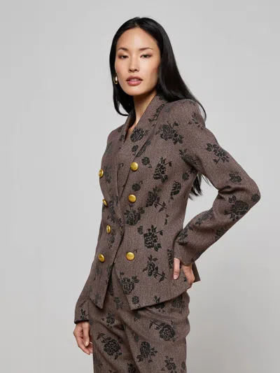 L'agence Bethany Flocked Herringbone Blazer In Multi