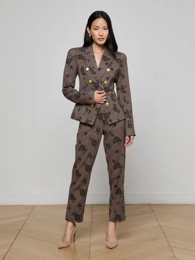 L'agence Bethany Flocked Herringbone Blazer In Multi