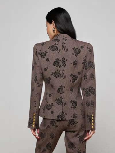 L'agence Bethany Flocked Herringbone Blazer In Multi