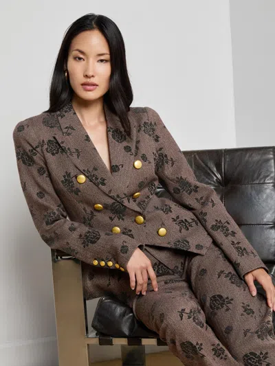 L'agence Bethany Flocked Herringbone Blazer In Multi