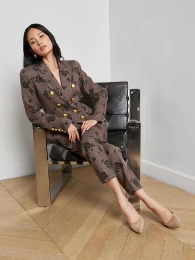 L'agence Bethany Flocked Herringbone Blazer In Multi