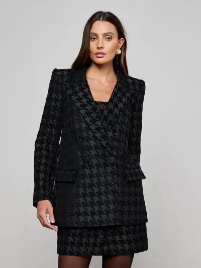L'agence Cambrie Oversized Houndstooth Blazer In Black