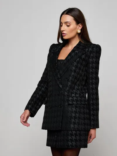 L'agence Cambrie Oversized Houndstooth Blazer In Black