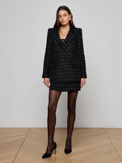 L'agence Cambrie Oversized Houndstooth Blazer In Black