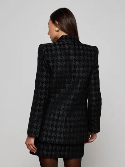 L'agence Cambrie Oversized Houndstooth Blazer In Black