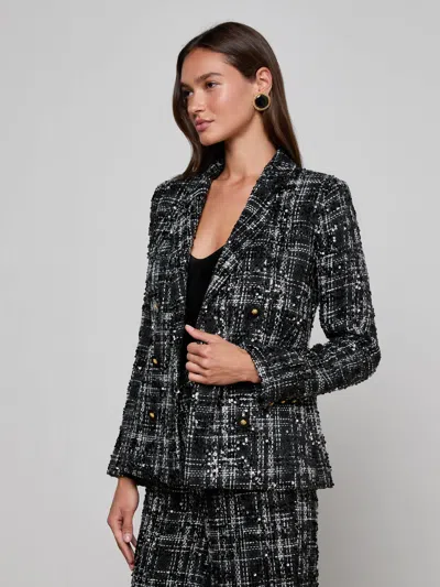 L'agence Colin Sequined Tweed Blazer In Black