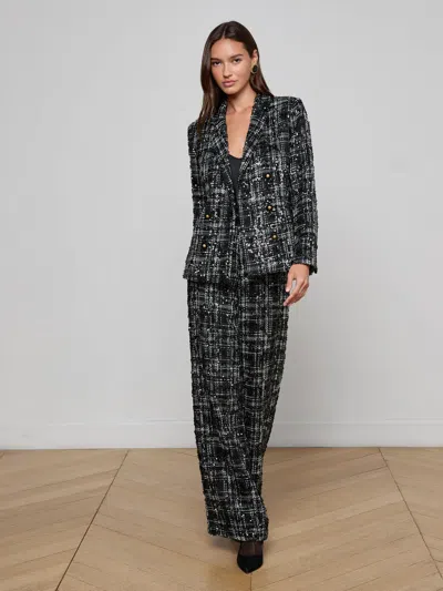 L'agence Colin Sequined Tweed Blazer In Black