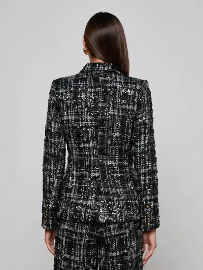 L'agence Colin Sequined Tweed Blazer In Black