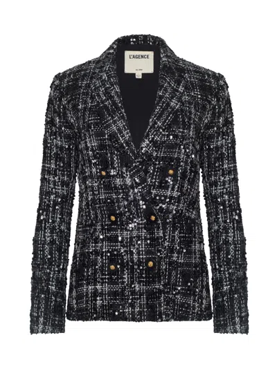 L'agence Colin Sequined Tweed Blazer In Black