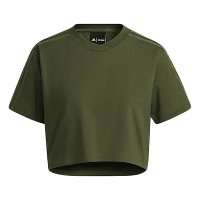 Pre-owned Adidas Originals Women's Adidas Ivy Park Halls Of Ivy Crop Tee Shirt In Wild Pine In Green