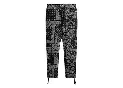 Pre-owned Kith Men's  Flocked Deconstructed Bandana Mercer 8 Pant In Black