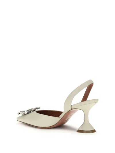 Amina Muaddi Scarpe Con Tacco Begum In Pelle Avorio Donna In Neutral