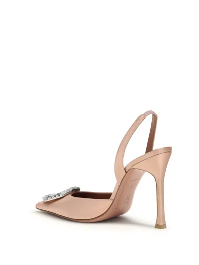 Amina Muaddi Multicolor Calf Leather Bos Taurus High Heel Pumps In Neutral