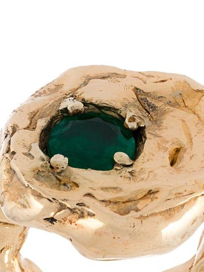 Shop Alice Waese 'terra' Ring With Emerald - Metallic