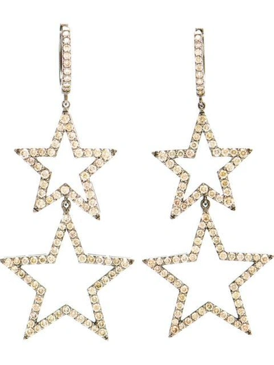 Shop Rosa De La Cruz Burnished Gold And Brown Diamond Star Earrings