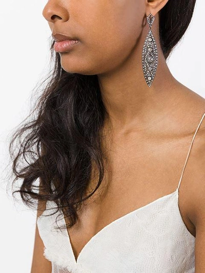 Shop Loree Rodkin Diamond Tear Drop Earrings In Grey