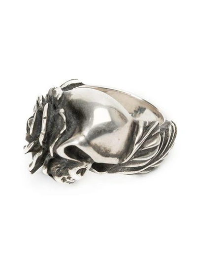 Shop Werkstatt:münchen Rose Skull Ring In Metallic