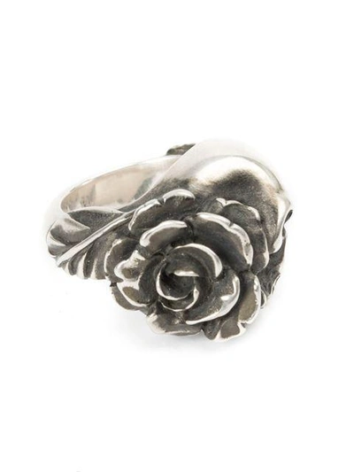 Shop Werkstatt:münchen Rose Skull Ring In Metallic