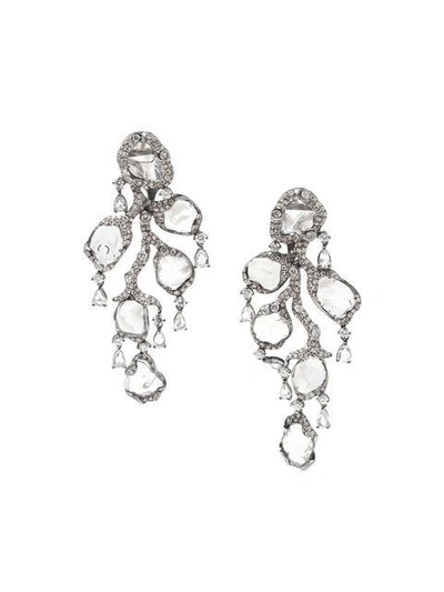 Shop Saqqara 18kt White Gold And Diamond 'flow' Earrings