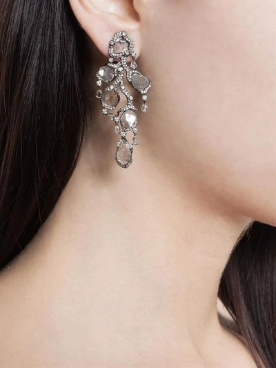 Shop Saqqara 18kt White Gold And Diamond 'flow' Earrings