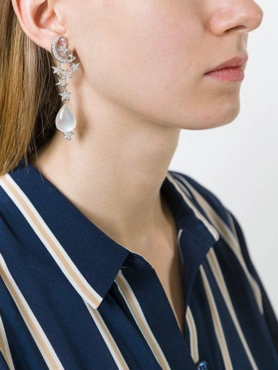 Shop Lydia Courteille Diamond And Moonstone Virgo Earrings In Metallic